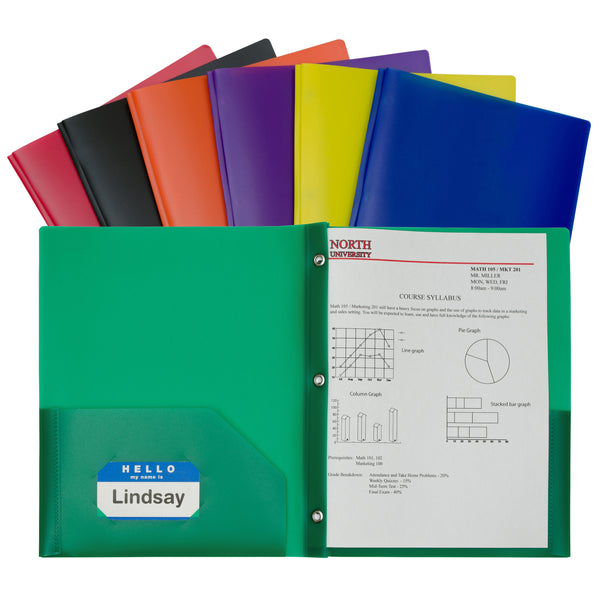 Two Pocket Heavyweight Poly Portfolio Folder with Prongs