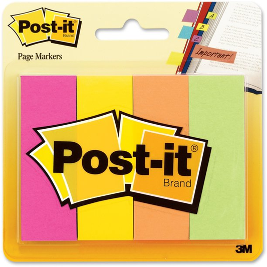 Post It Page Markers 1" x 3", 4 Colors