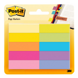 Post It Page Markers Bright  1/2" x 1.75", 10 Pack