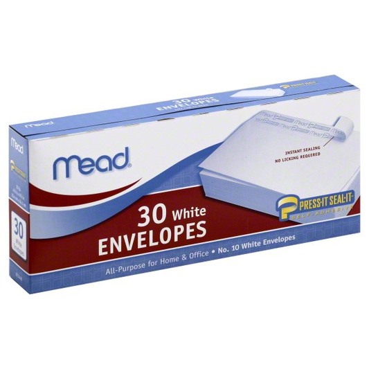 Press It Seal It #10 White Envelopes 30 Count