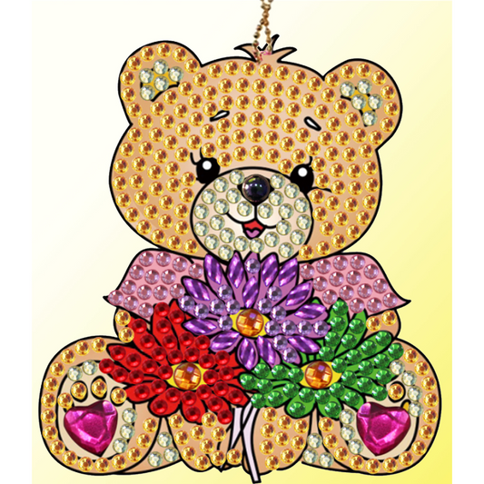 Rhinestone Keychain Daisy Bear