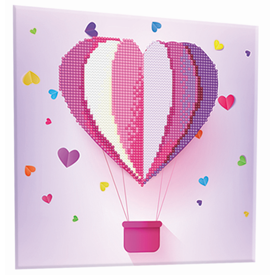 Rhinestone Heart Air Balloon Canvas