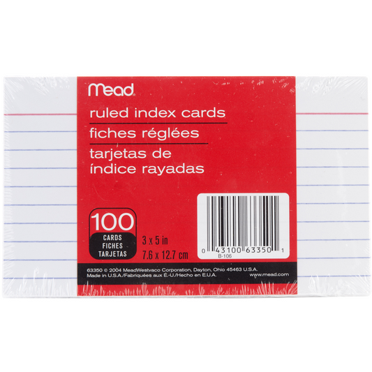 Ruled Index Cards White