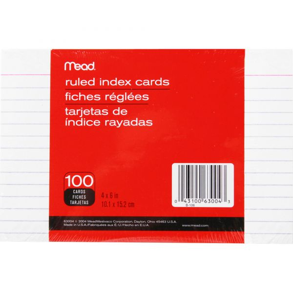 Ruled Index Cards White