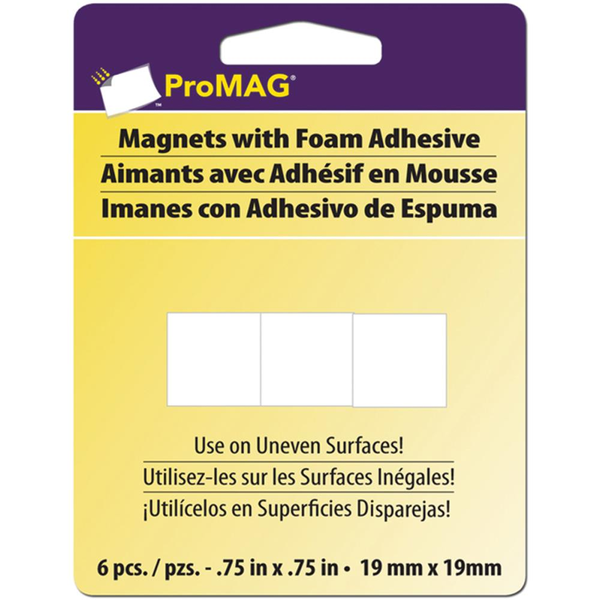 Square Magnets with Foam Adhesive .75" 6/Pkg