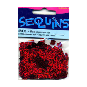 Square Red Sequins 6 mm