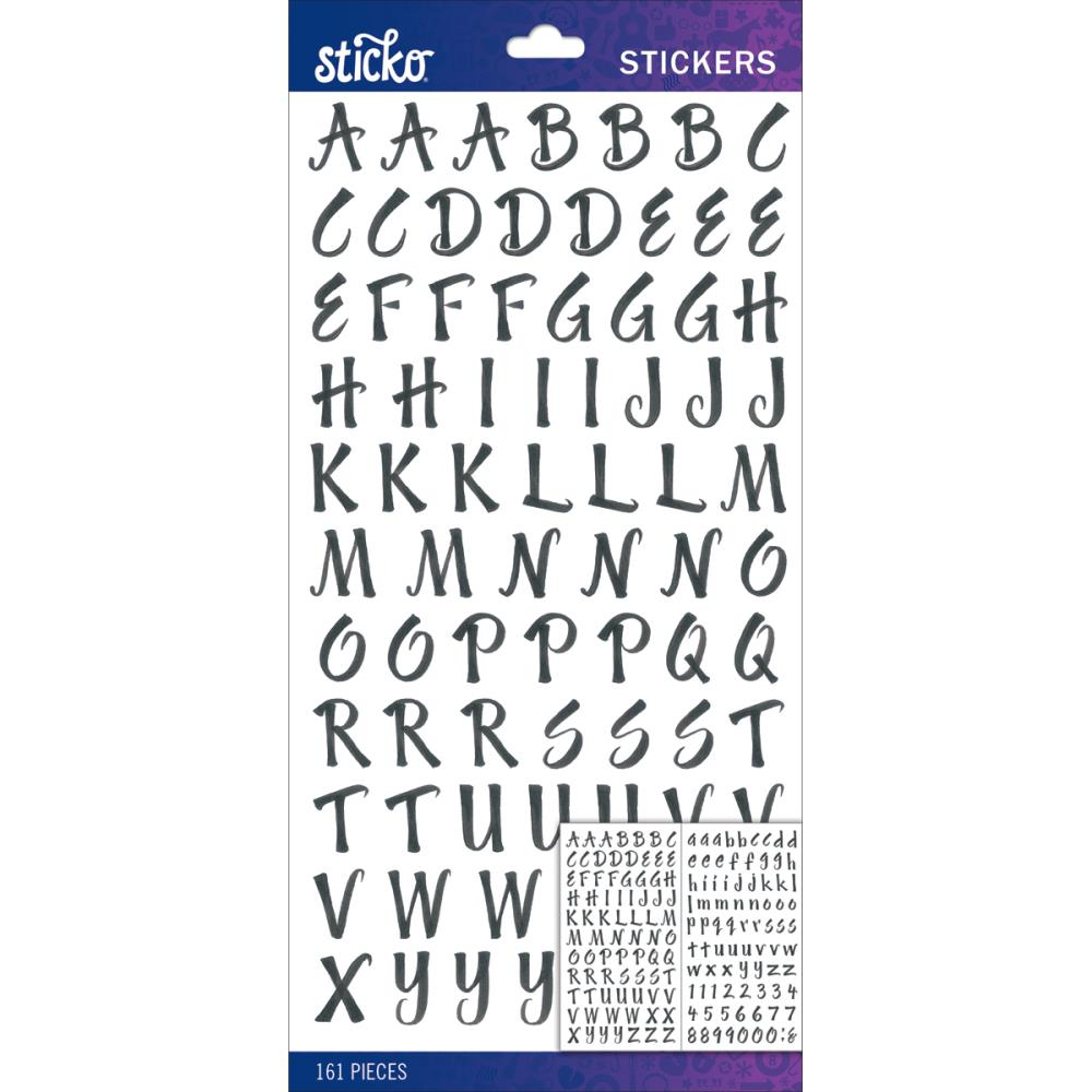 Sticko Black Brush Small Alphabet Stickers