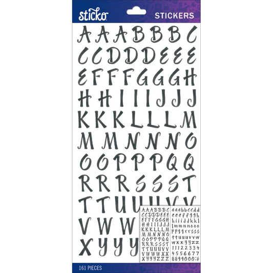 Sticko Black Brush Small Alphabet Stickers