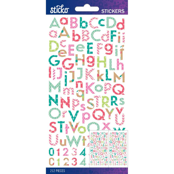 Sticko Alphabet Stickers Bright Multi Pattern Small