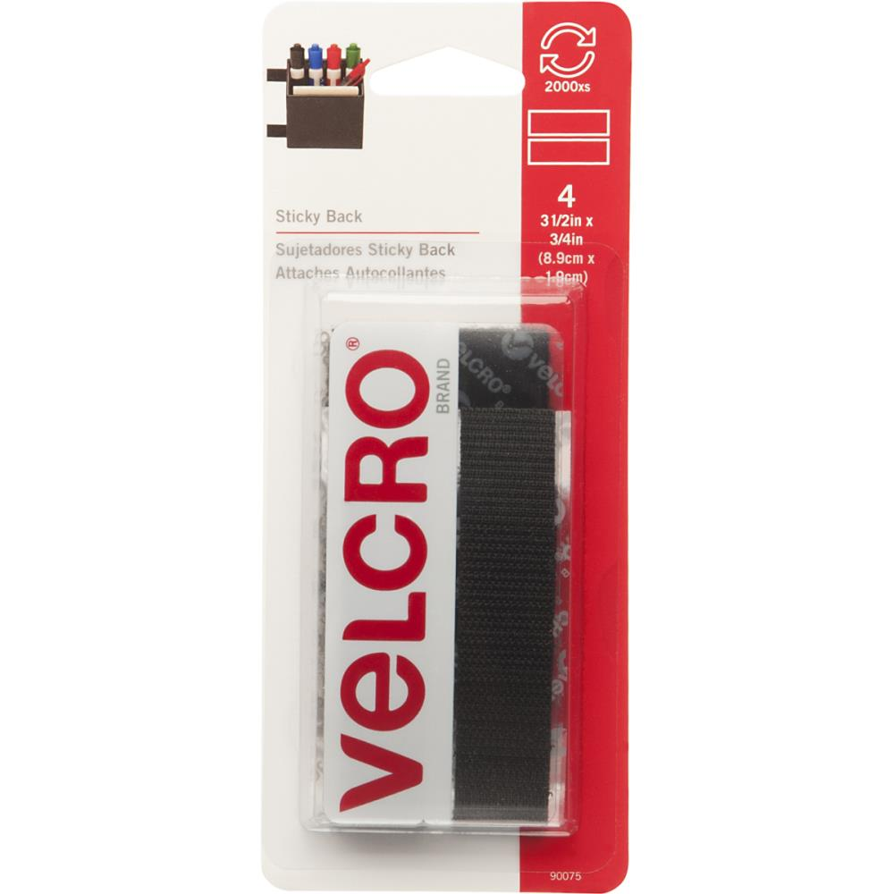 Velcro Sticky Back Tape .75" x 3.5" 4/Pkg