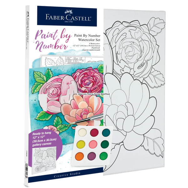 Watercolor Paint by Number Bold Floral