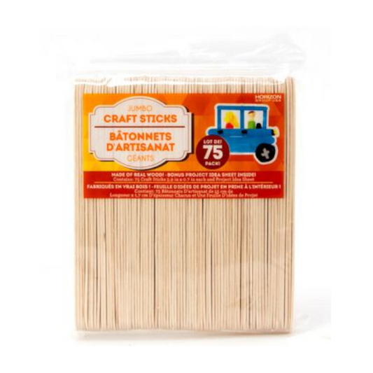 Natural Wooden Craft Sticks Jumbo 75 Pack