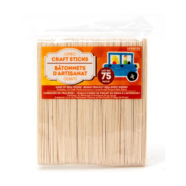 Hello Hobby Thin Wood Craft Sticks with Resealable Bag, 75-Pack