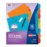 Write & Erase Durable Plastic Dividers Multicolor Brights, 8-1/2" x 11"