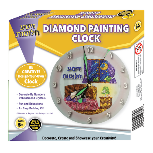 Zisa Chlomos Diamond Painting Clock with Glow in the Dark Handles and Numbers